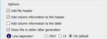 CSV export options