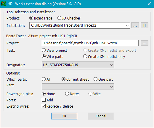 Altium BoardTrace dialog