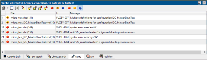 Console window: parser tab